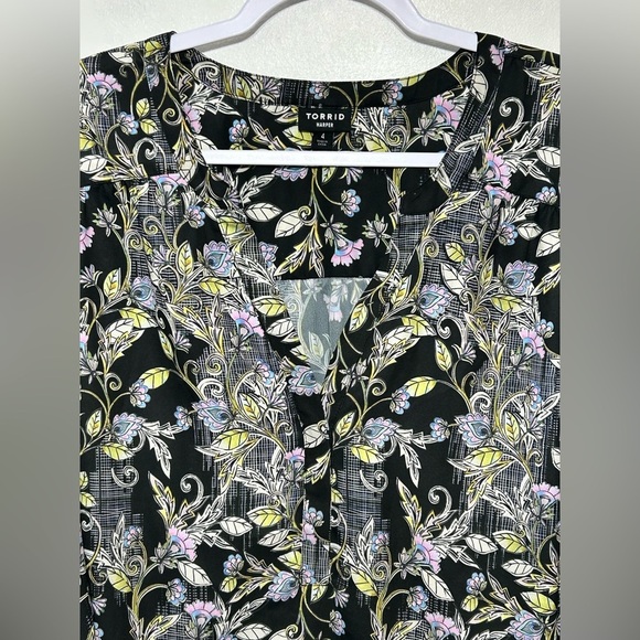 New Without Tag Torrid Harper Georgette Floral Ruched Sleeve Blouse - Picture 5 of 14